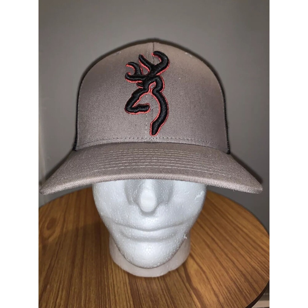 Yupoong Browning Sample L-XL Fitted Hat Tan/ Black/ Red